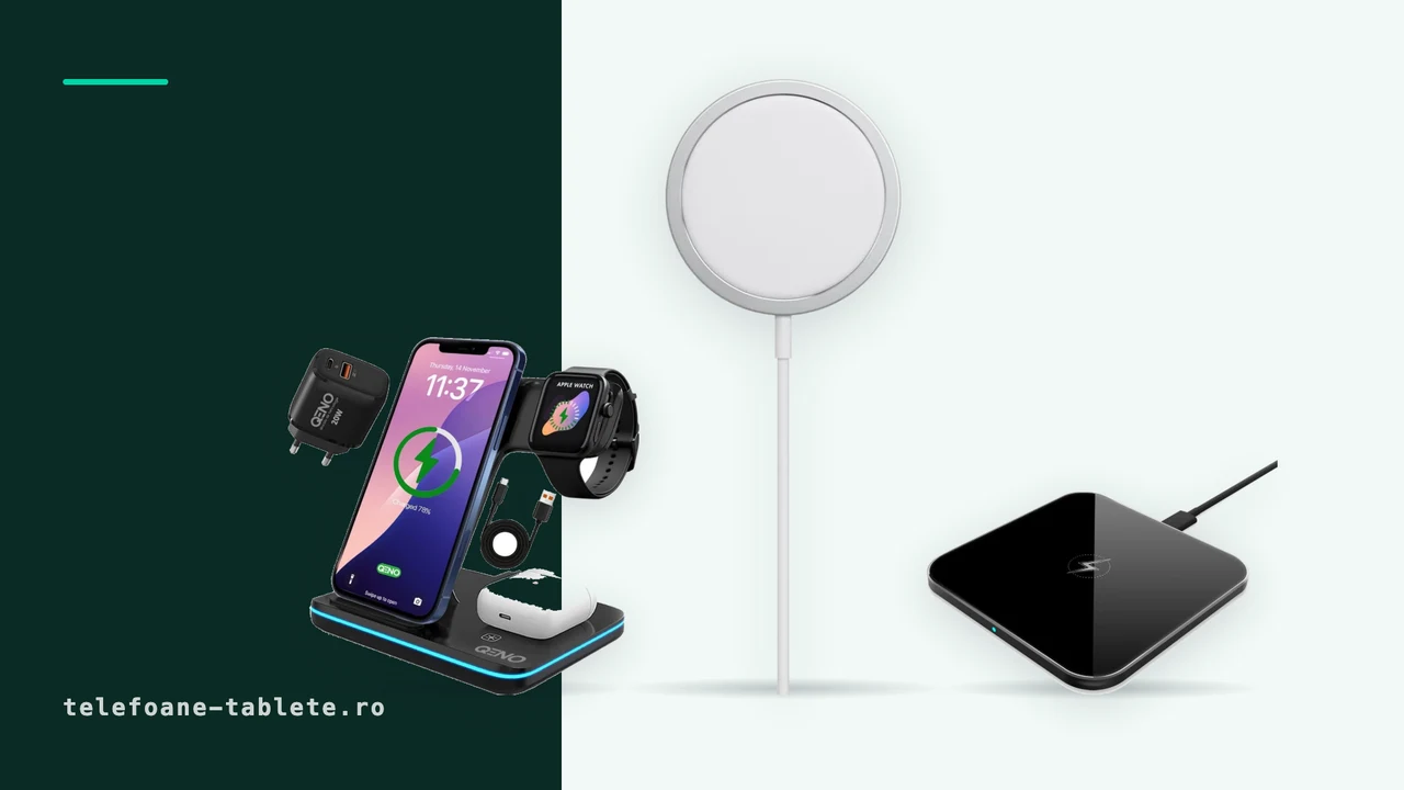 Statia Qeno 3 in 1, incarcatorul Apple MagSafe si padul Qeno All Good, puse fata in fata pe cat declara paginile produselor