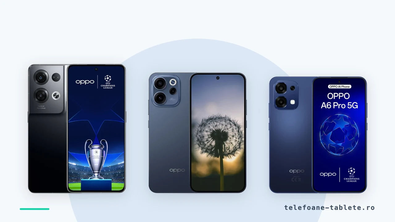Telefoane OPPO Reno8 Pro, Reno15 F si A6 Pro, comparate pe baterie si memorie