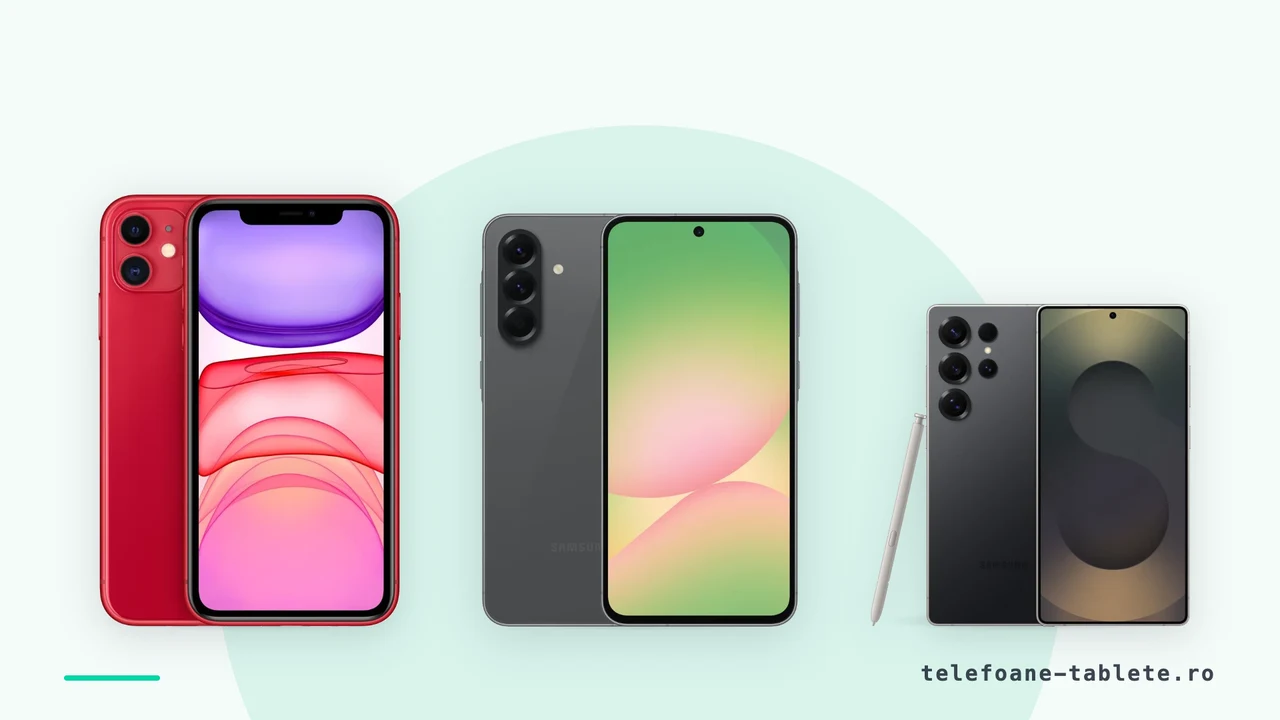 iPhone 11, Samsung Galaxy A56 si Samsung Galaxy S25 Ultra, puse fata in fata pe aceeasi treapta de gama