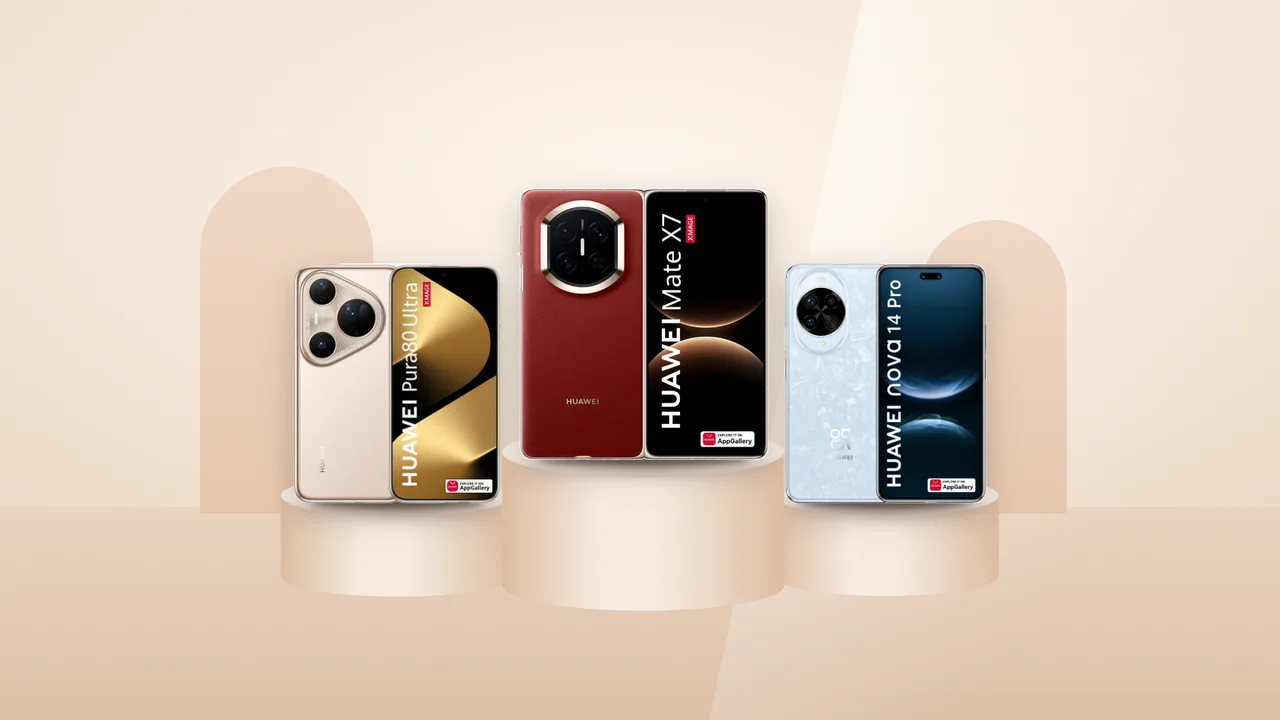 Trei telefoane Huawei comparate: Pura 80 Ultra, Mate X7 pliabil si nova 14 Pro