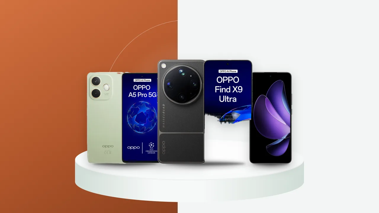 Trei telefoane Oppo comparate: Find X9 Ultra, A5 Pro 5G si Reno13 F