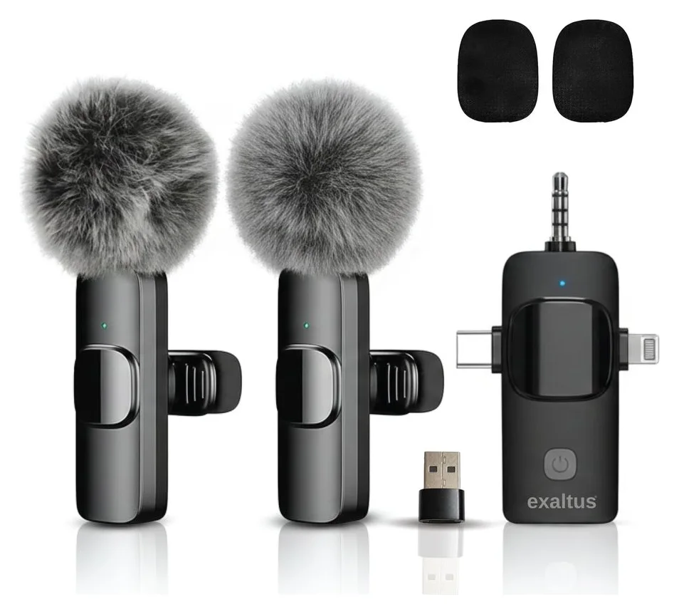 Exaltus, set de 2 microfoane lavaliera, condensator